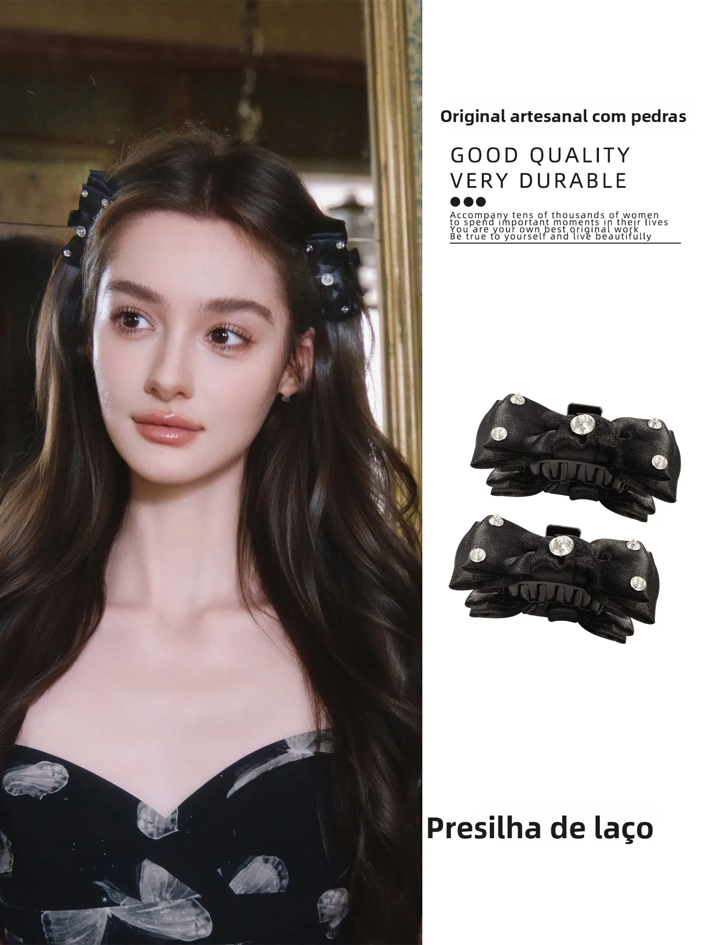 デザイナー手縫いダイヤモンドバタフライノットヘアクリップペア-ニッチデザイン-おしゃれなヘアアクセサリー-エレガントなヘアピンセット