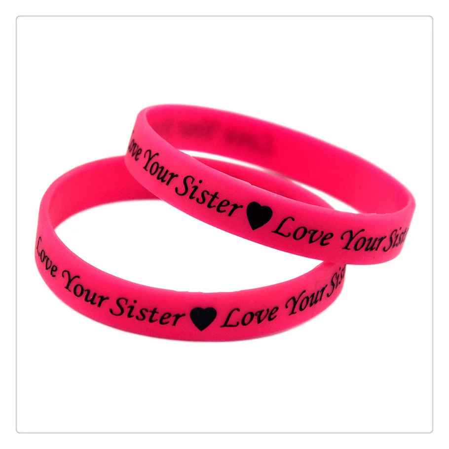 1 Stück „Love Your Sister“-Armband aus Silikonkautschuk, inspirierendes Armband, das beste Geschenk für Freunde, Erwachsenengröße. – Detail 3