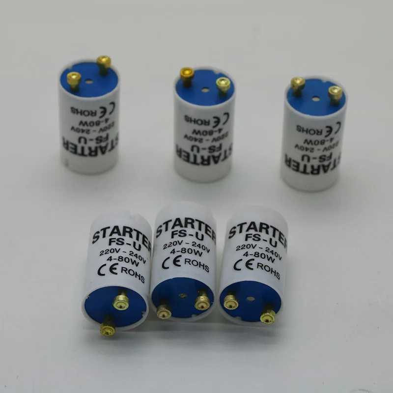 10pcs/lot Fluorescent  Tube Starter Environment-friendly Flame-retardant Copper 4-80W 220V-240V Safe Fuse Starter