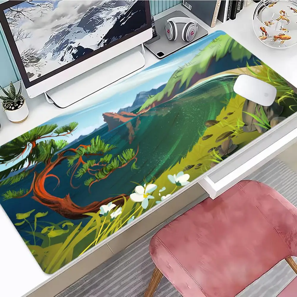 

Green Trees And Rivers Mouse Pad Gaming Mouse Pad, Mouse Pad with Edges and Non-Slip Rubber Base, Extended Mouse Pad