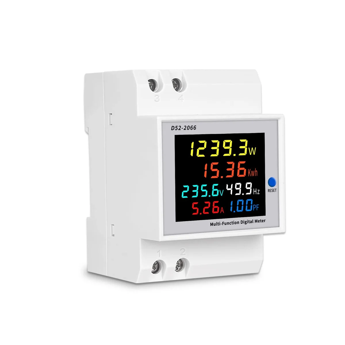 Digital Single Phase AC 40-300V 100A Din Rail 6 in 1 Voltmeter Ammeter Watt Kwh Frequency Meter 110V(Built-In CT)