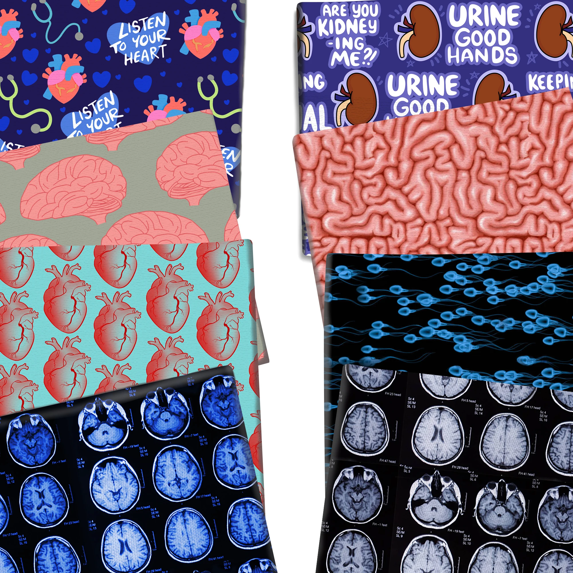 

50*145cm Polyester Cotton Fabric Nurse Brain Organ Medical Design DIY Patchwork for Cloth Sewing Garment Quiting Pillow Tissue