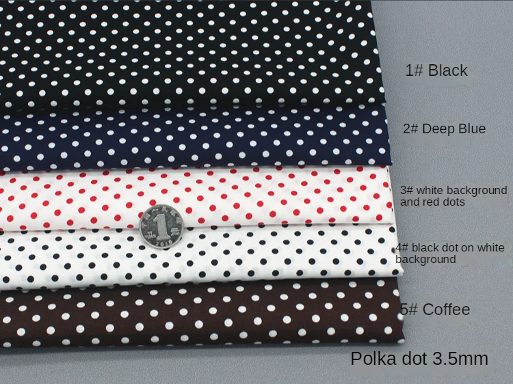 Cotton Fabric Printed By The Meter for Clothes Shirts Skirts Diy Sewing Black White Blue Red Small Dot Thin Inelastic Decorative