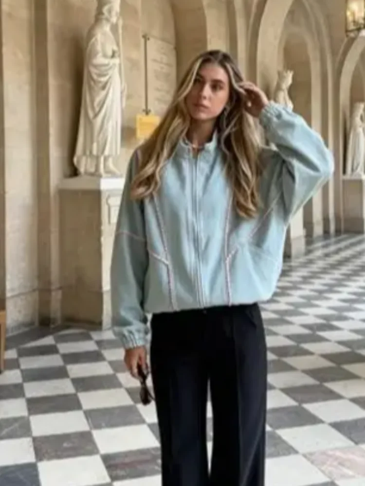 Women'S Fashion Long Coat - Damska kurtka z wysokim kołnierzem, zapinana