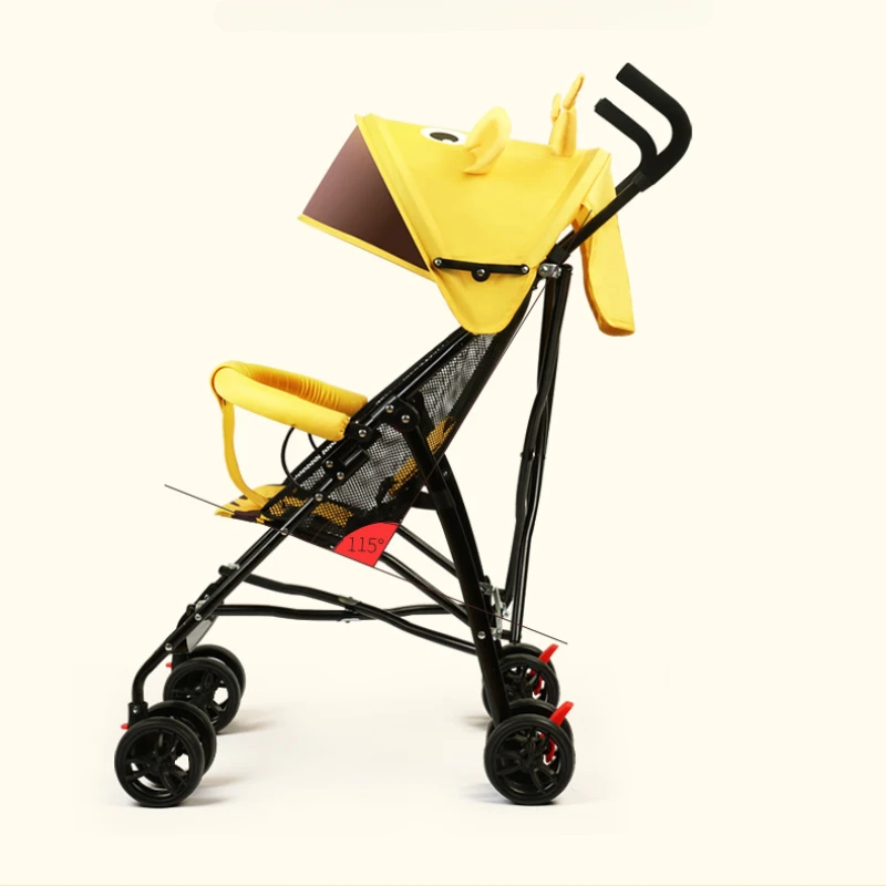 

Cartoon Lightweight Baby Stroller, Foldable Travel Pram with Sunshade, Breathable Buggy for Summer, Portable Infant Carriage