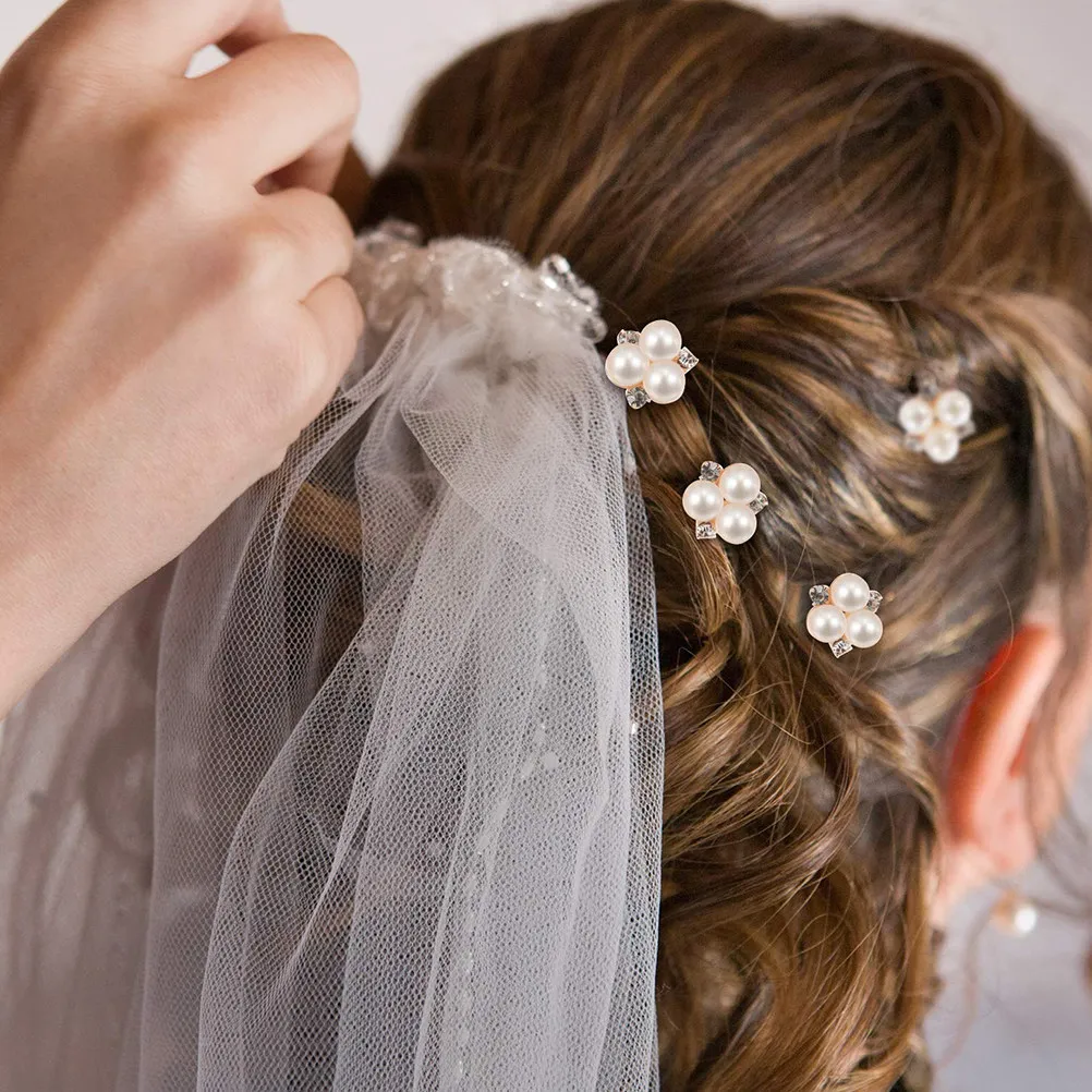 

Набор из 18 U-образных заколок для волос с жемчугом и стразами, стильные свадебные шпильки для невесты и подружек невесты, подарок с цветочным дизайном