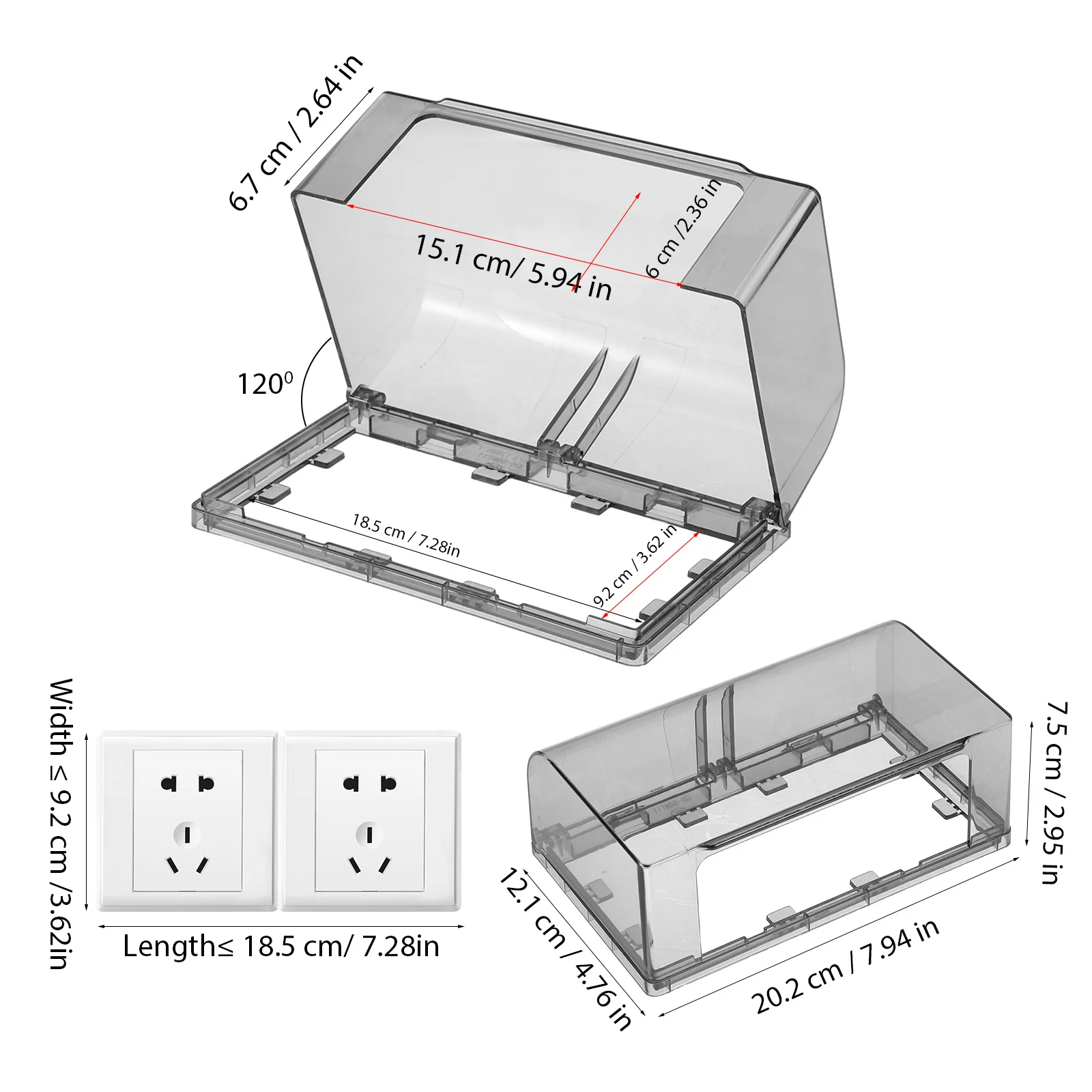 1Pcs Verdickte Doppel-Position Wasserdichte Steckdose Abdeckung Klebstoff Klebrige Spritzwassergeschützte Schutzhülle Outlet Box für Küche