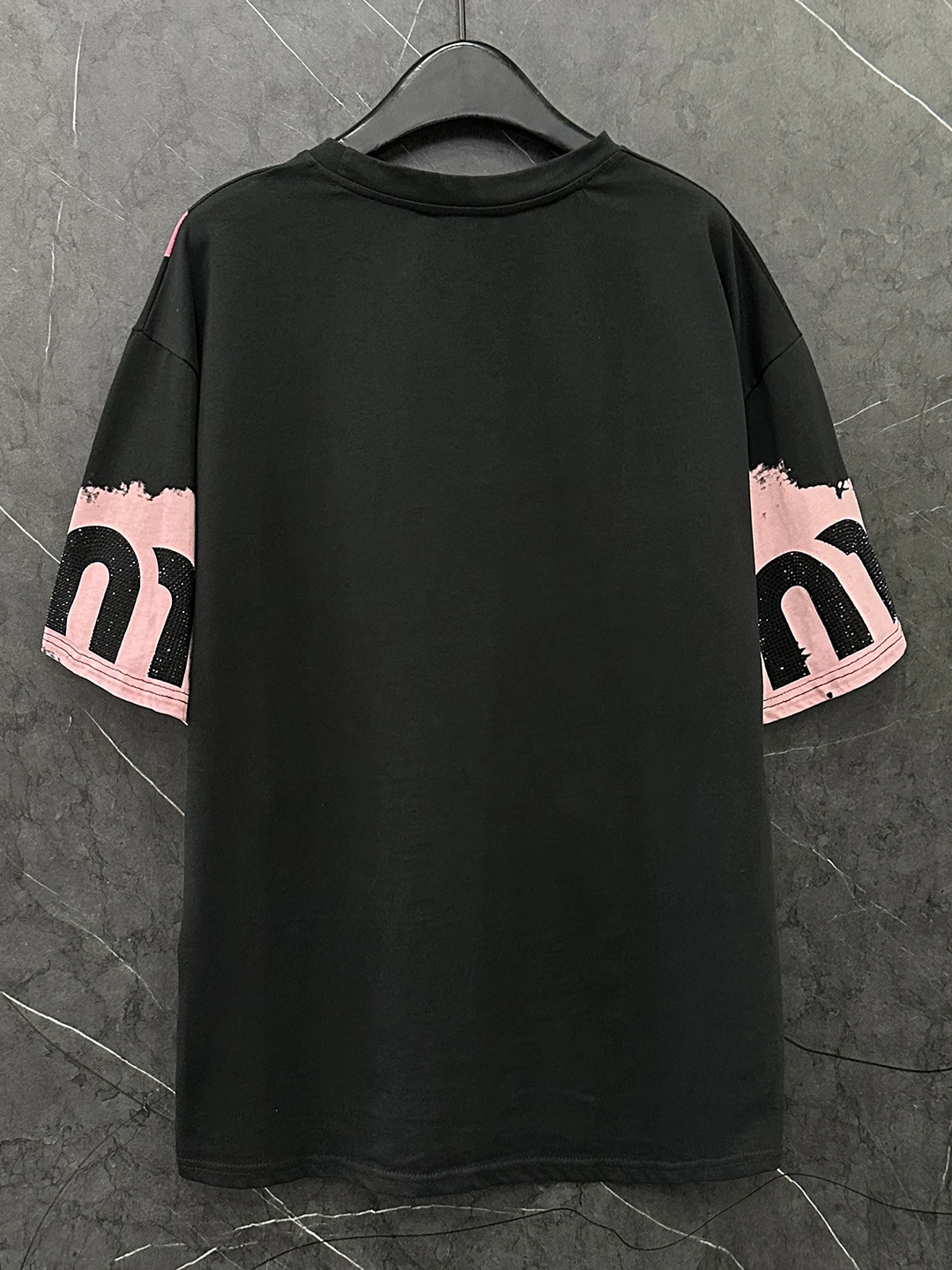 Letters Hot Drilling Butterfly Print Short Sleeve Tees Summer Women All-match Cotton Basic Top Fashion Mid-long Black Casual Top