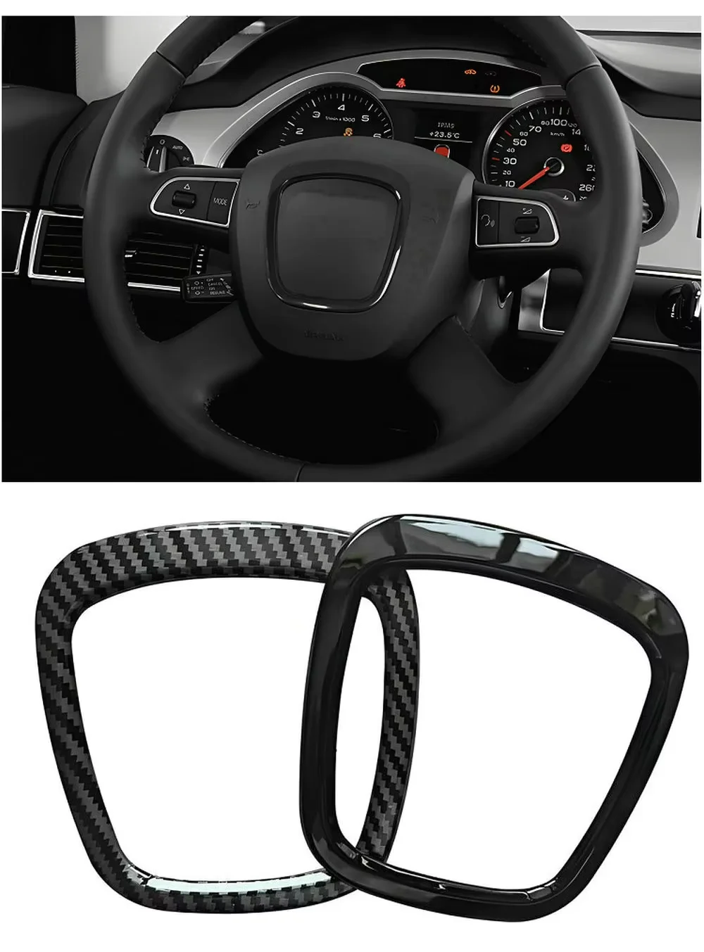 

1pc Car Steering Wheel Logo Decorative Frame Black ABS Plastic For Audi A4 B6 B7 B8 A6 C6 A5 Q7 Q5 A3 8P S3 Car Decoration