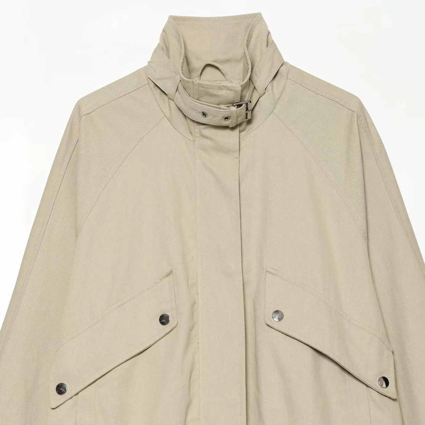 SuperAen Casual Stand Collar Safari Style Short Coat for Women A-line Loose Waist 2026 Spring and Autumn New Simple Trench Coats