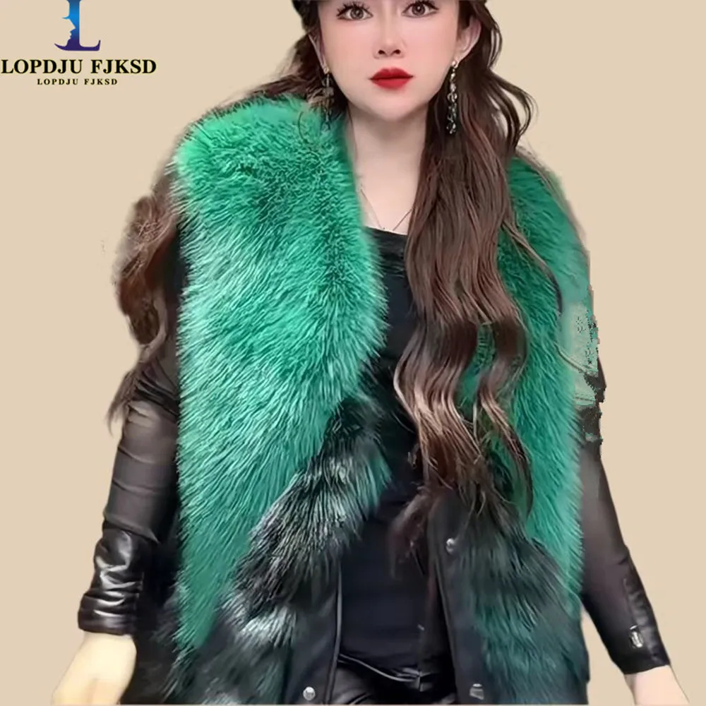 

Faux Fur Waistcoat for Womens, Chic Splice Fox Coat Ladies Sleeveless Fur Vest Jacket,Single Breasted Outwear Vests,New