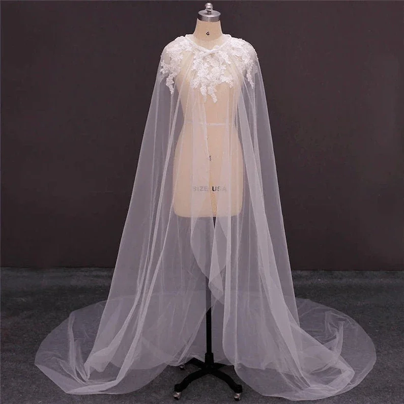 Gohypdud Frauen Hochzeit Spitze Applikationen Cape Jacke Wraps Achsel zucken Braut Umhang Abend Wrap Schal