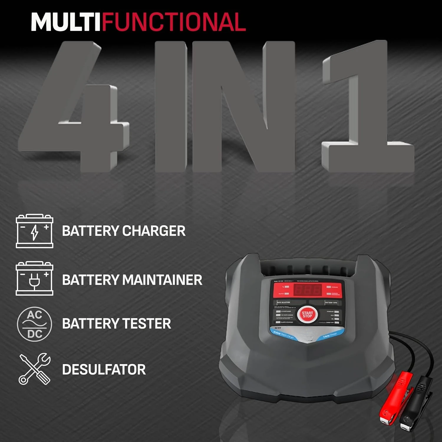 

Car Battery Charger and Maintainer SC1280 4-in-1, 15 Amp, Fully Automatic for 6v and12v Automobile Batteries , Cars