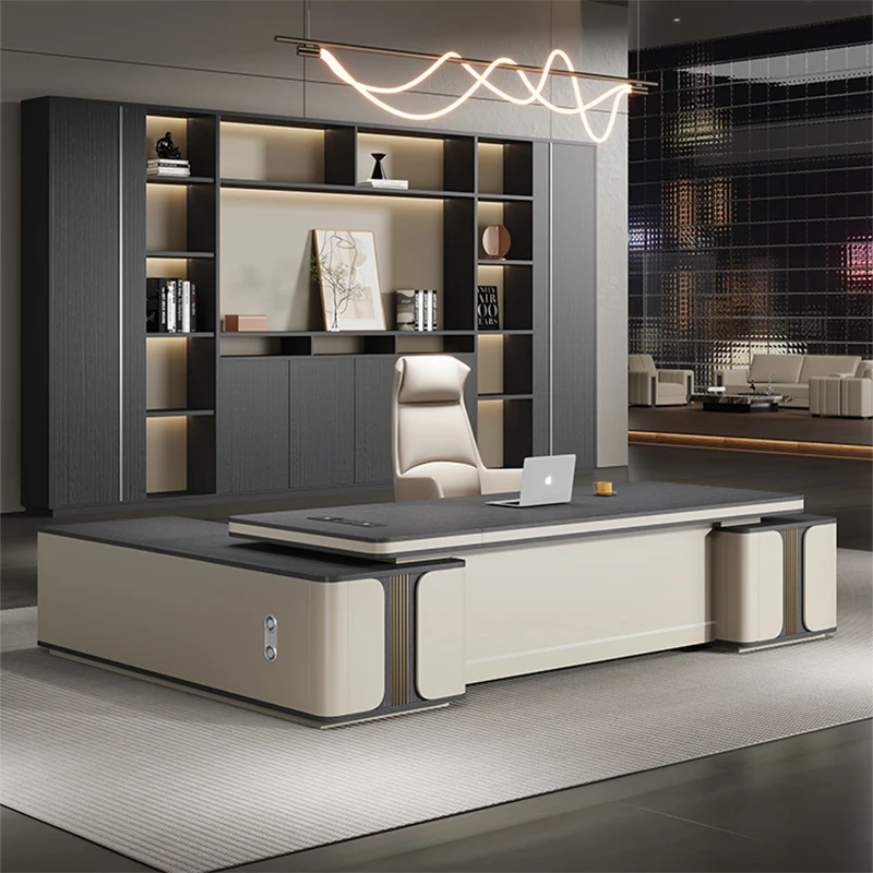

Simple Modern Office Desk Design Storage Chair Manager Cabinets Table Light Luxury High Quality Reception Schreibtisch Furniture