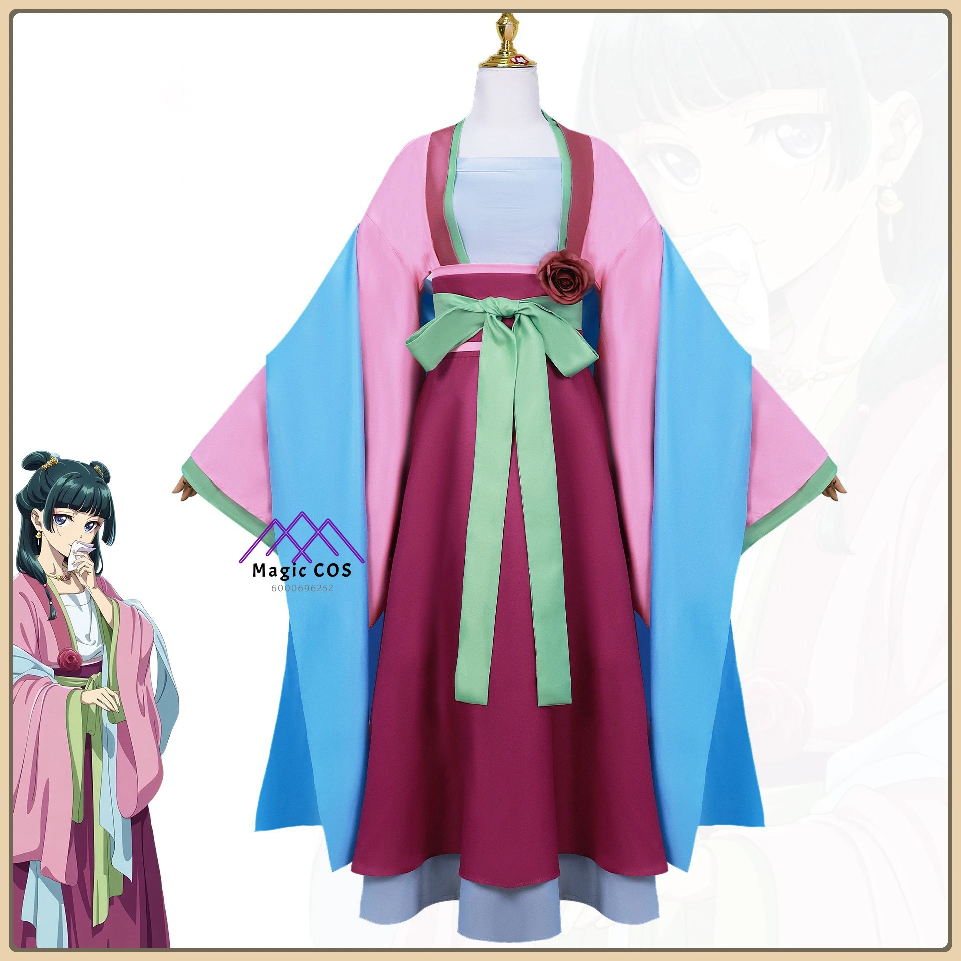 

The Apothecary Diarist Neko Cosplay Costume Red Skirt & Jacket +Wig+Cat Tail Full Set Women's Anime Clothes for Comic Con Party