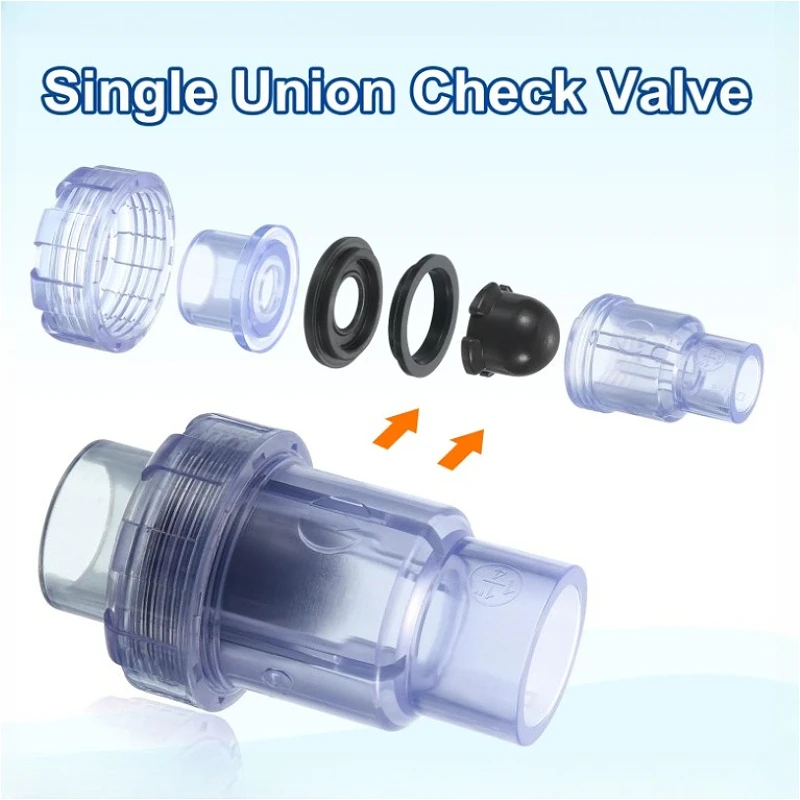 UPVC True Union Swing Check Valve for Backflow Prevention Slip Swing No-return Single Union / Double True Union Flap Check Valve