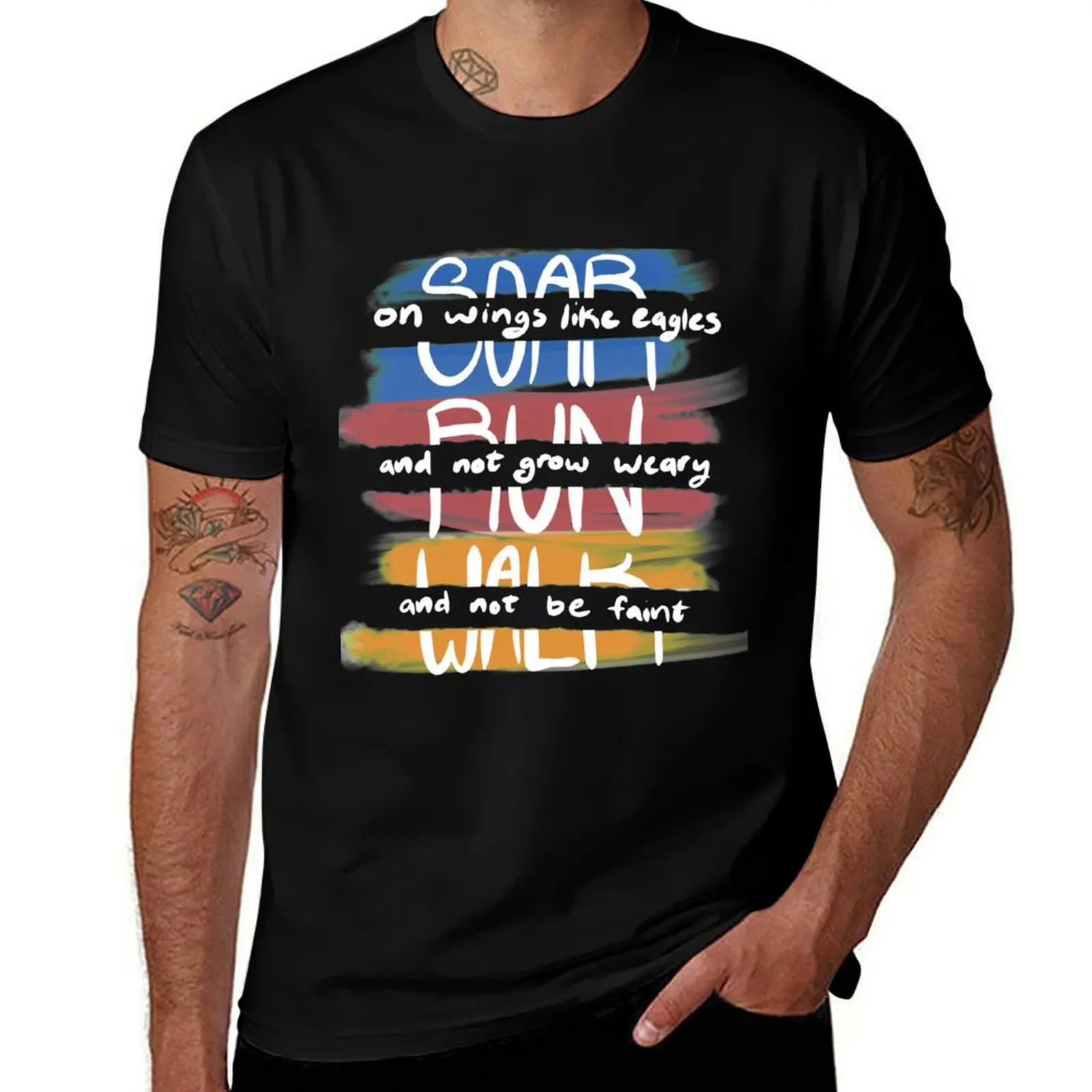 Isaiah 40:31 - Soar, Run, Walk T-Shirt Trendy Print Short Sleeve T-Shirt