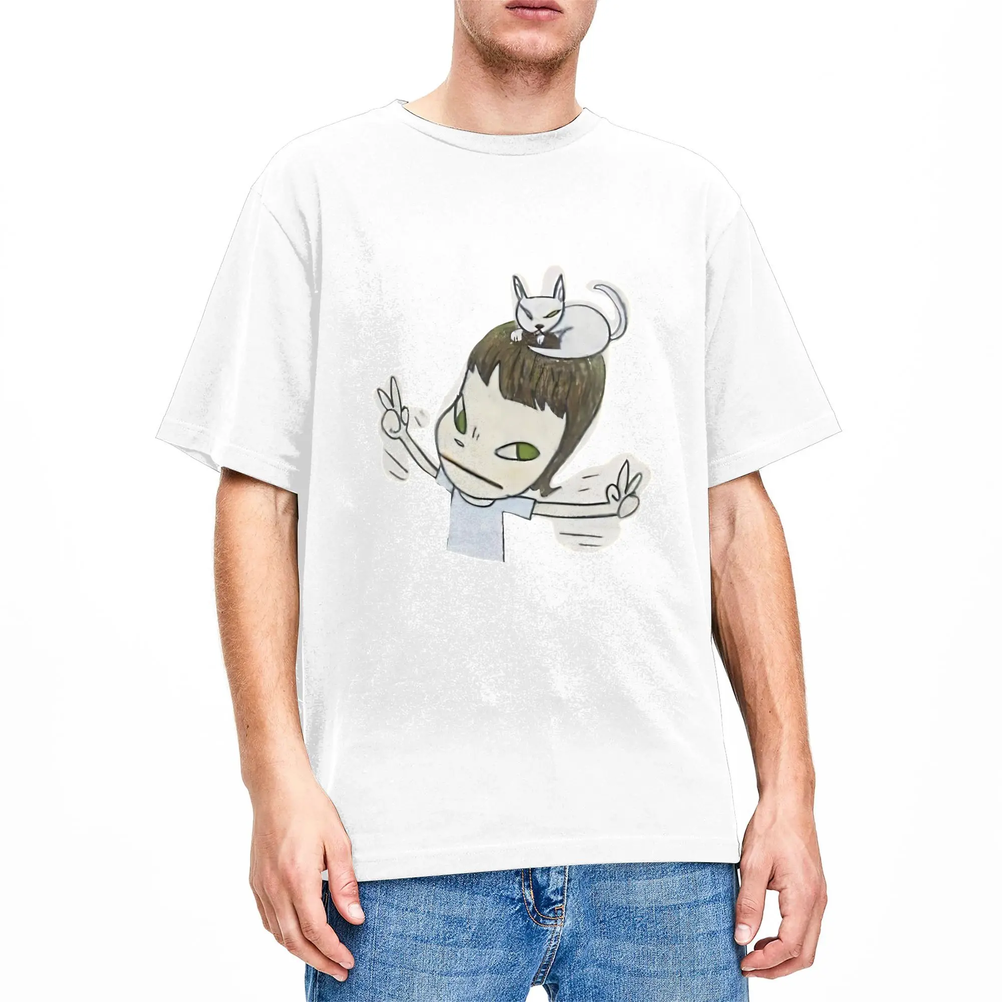 Yoshitomo Nara T Shirt Man  Aesthetic T-Shirts Summer O Neck Harajuku Tees Loose Oversized Tops