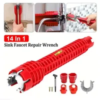 14 In 1 Wrench for Sink Faucet Sanitary Repair Tool with Double-Head Handle, Installer Ratchet Tool Set for Bathroom Sink Faucet