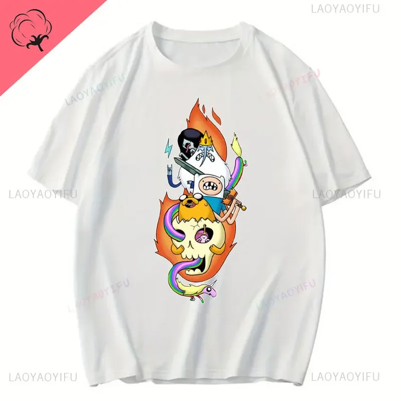 T-shirt in cotone Adventure Time T-shirt con stampa di cartoni animati divertenti per uomo e donna Abbigliamento casual T-shirt da uomo grafiche