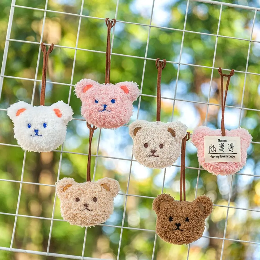 Creative Plush Bear Pendant Stuffed Dolls Cartoon Bear Keychain Hanging Ornament with Name Sticker Bag Pendant Bag Decoration