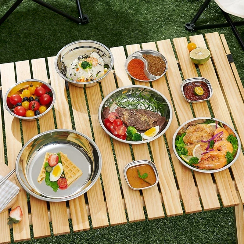 

Multifunctional Portable Outdoor Camping Supplies 36 Pcs Tableware Sets Dishes Camping Round Picnic Plate Dish Set with Storage