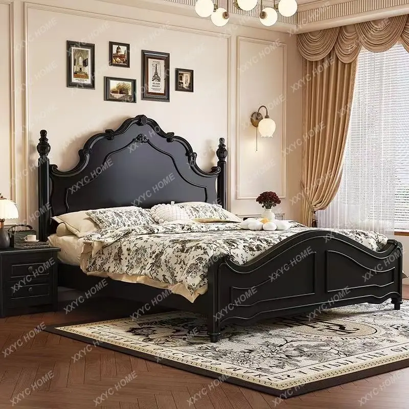 

GH retro solid wood bed retro wind 1.8 meters double adult bed 1.5 meters court style wedding bed