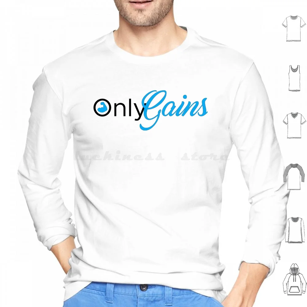 Só ganha moletom com capuz de algodão manga longa ganha apenas fãs onlygains ginásio treino treinamento estilo de vida engraçado divertido trabalho de
