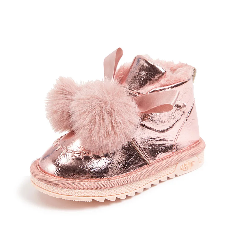 Girls Snow Boots Children Bow Anti Slip Princess Baby Plush Thick Cotton Shoes Winter Shoe for Girls Kids Shoe for Girl Tenis