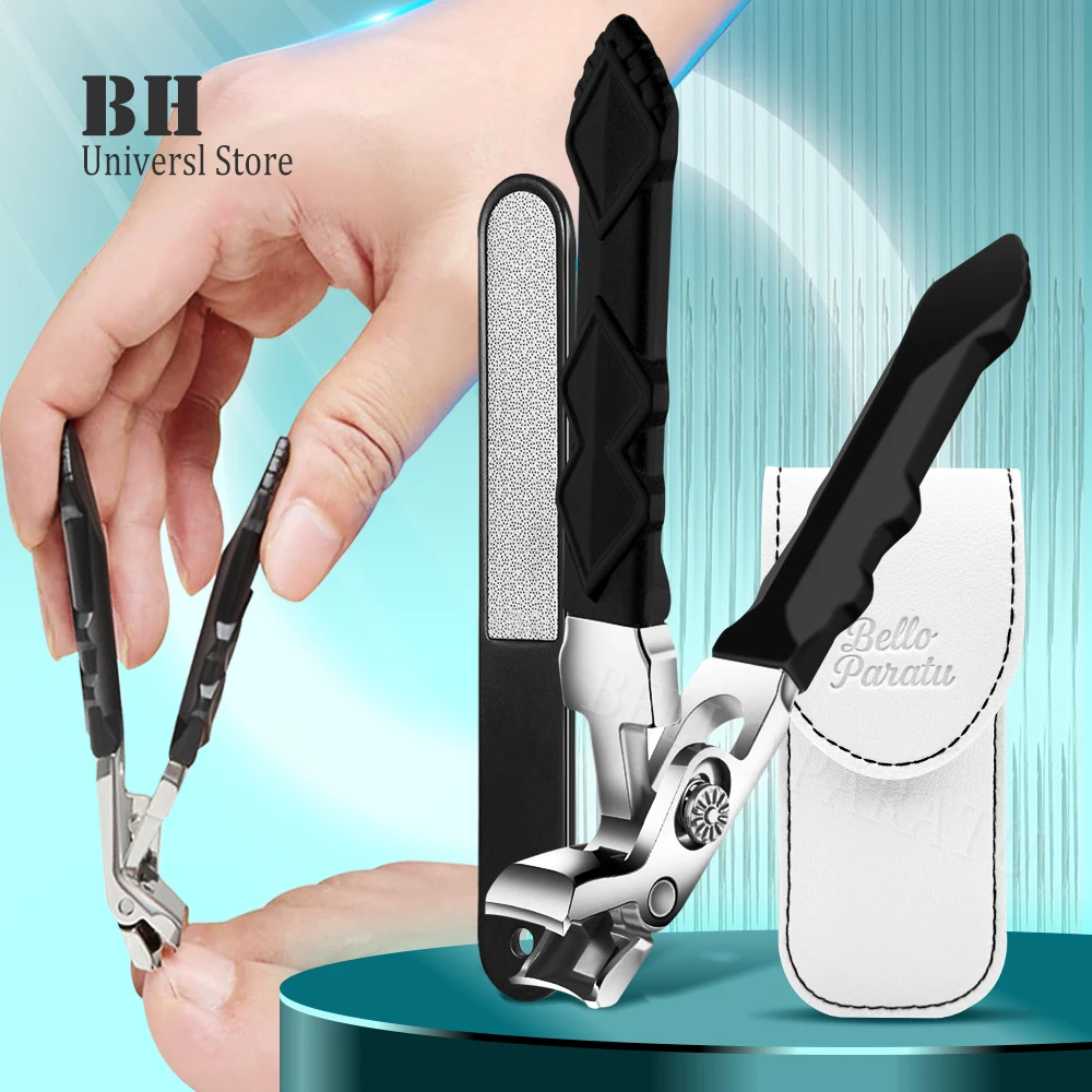 1/2 Stück Nagelknipser mit abgewinkeltem Kopf und Catcher, Aufbewahrungstasche, Nagelfeile, Zehennagelknipser, Schneider, Trimmer, dicke Nagelknipser