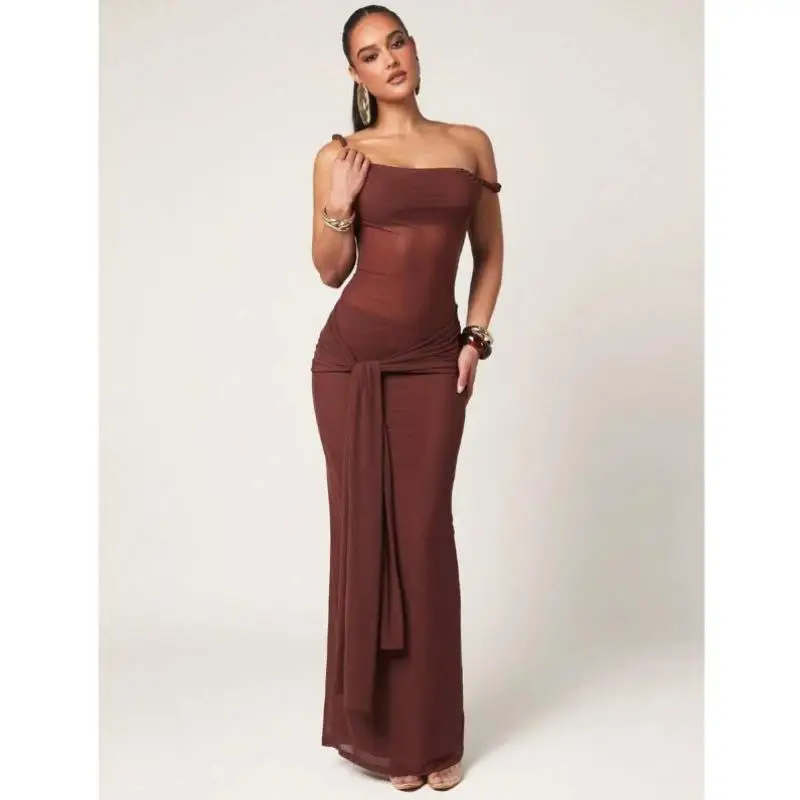 

Sexy Asymmetric Neline Pure Color Summer Dr Cross-Border New Sle Casual Sportswear Seven-Sve Autumn Applicable