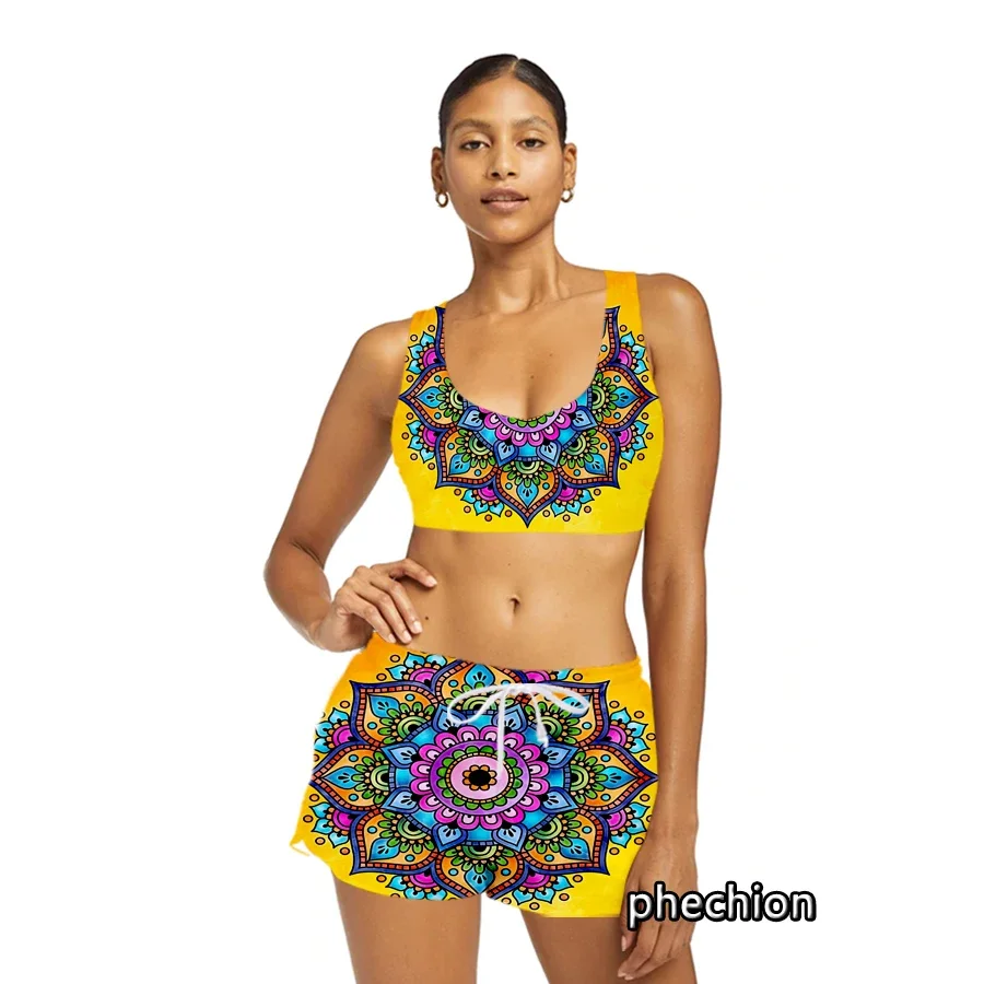 

phechion Sporty Shorts Tracksuit Women Mandala 3D Print Casual Vest and Fashion Shorts Two Piece Summer Matching Suits F08