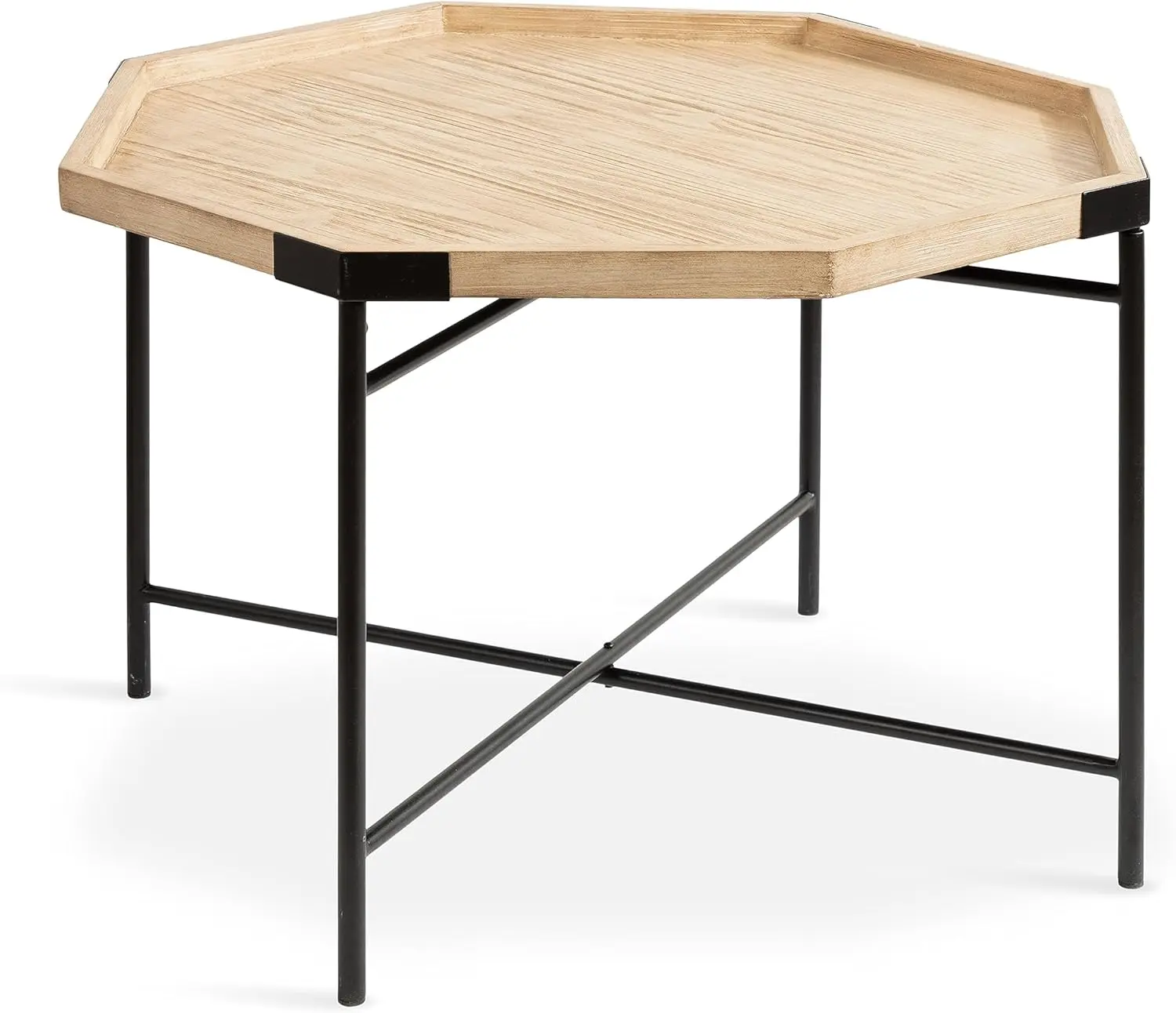 

Occonor Modern Transitional Wood and Metal Living Room Coffee Table with Sturdy Base and Unique Octagon Shape, 26x26x18