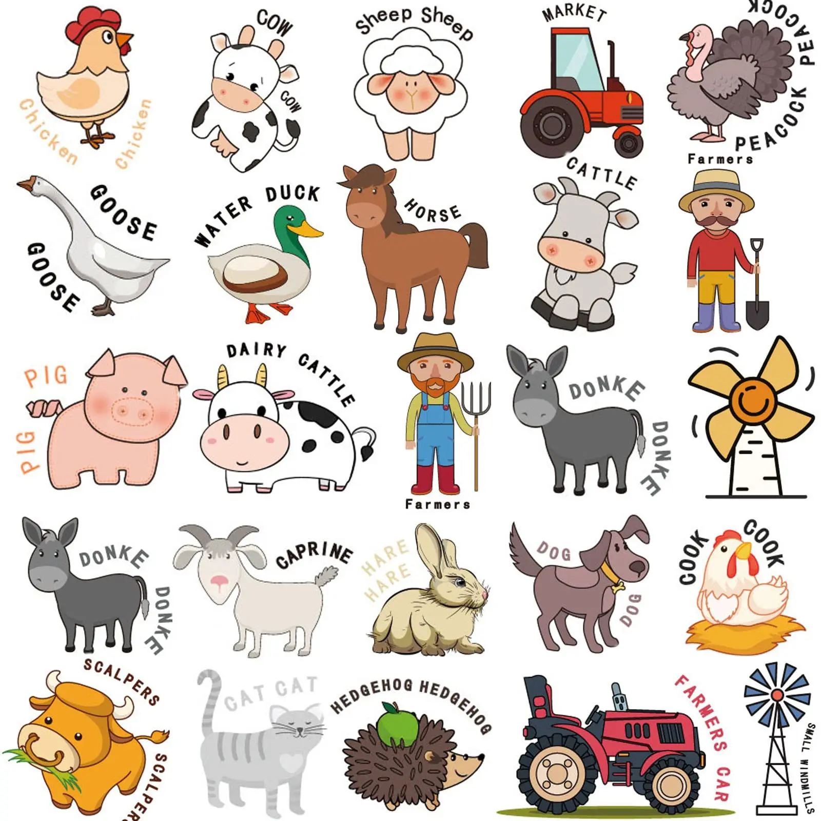 10 Sheets Farm Animals Temporary Tattoos 90 Styles Farm Birthday Party Favors Decor Boy Girl Cow Horse Tractor Trailer Sheep Pig