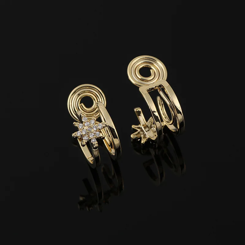 Simple Six-pointed Star One-piece Earrings Female Small Star Earrings Mosquito Coil Ear Clip For Women Clip On Earrings Gift