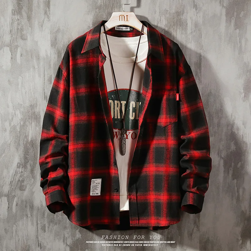 Casual Shirts For Men Clothing 2024 Fashion Long Sleeve Plaid Shirt Men Harajuku Checkered Men Shirt Long Sleeve M-5XL