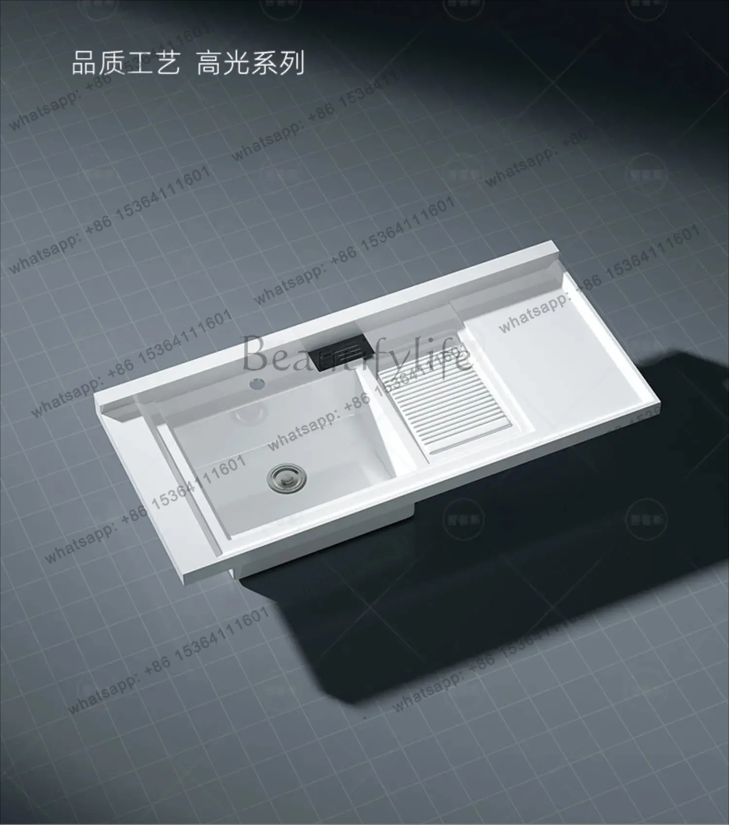 FG granite laundry pool balcony sink basin corner cutting countertop integrated household with rubbing board