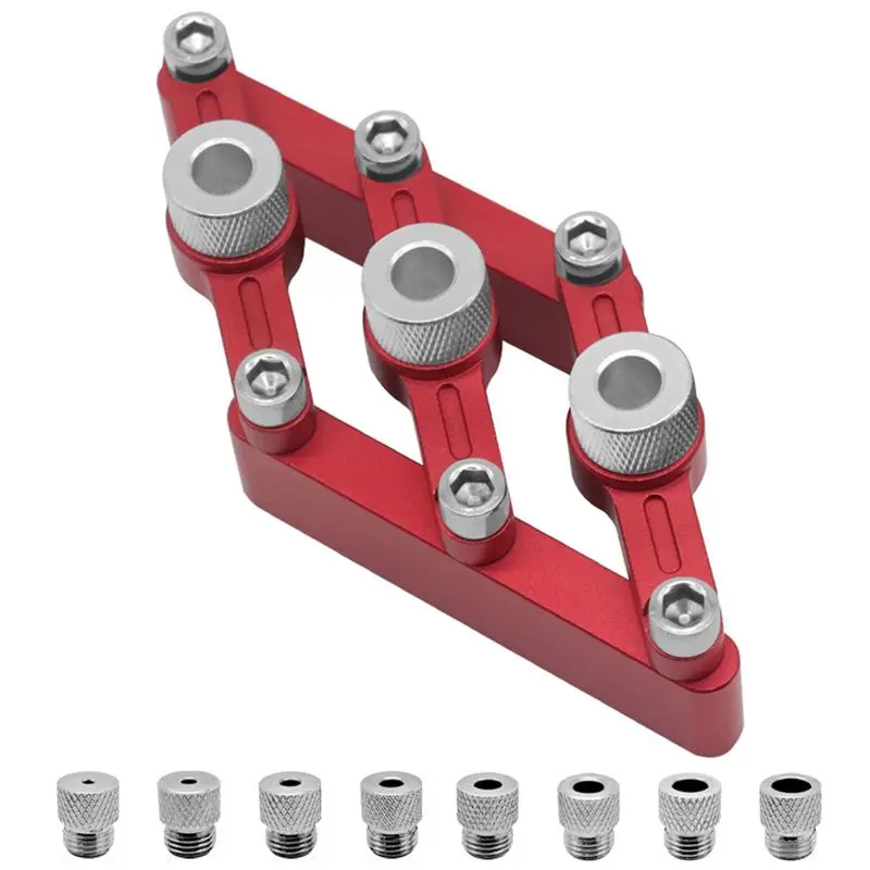 

AB11-1Set Self Centering Dowelling Jig Woodworking Hole Drill Guide Aluminum Alloy With 3-10Mm Drill Sleeves