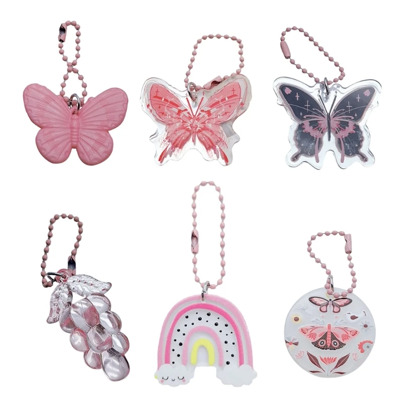 Ladies Girls Acrylic Butterflies Keychain Phone Pendant Chain Phone Cases Trinket Phone Protective Shell Hang Buckle