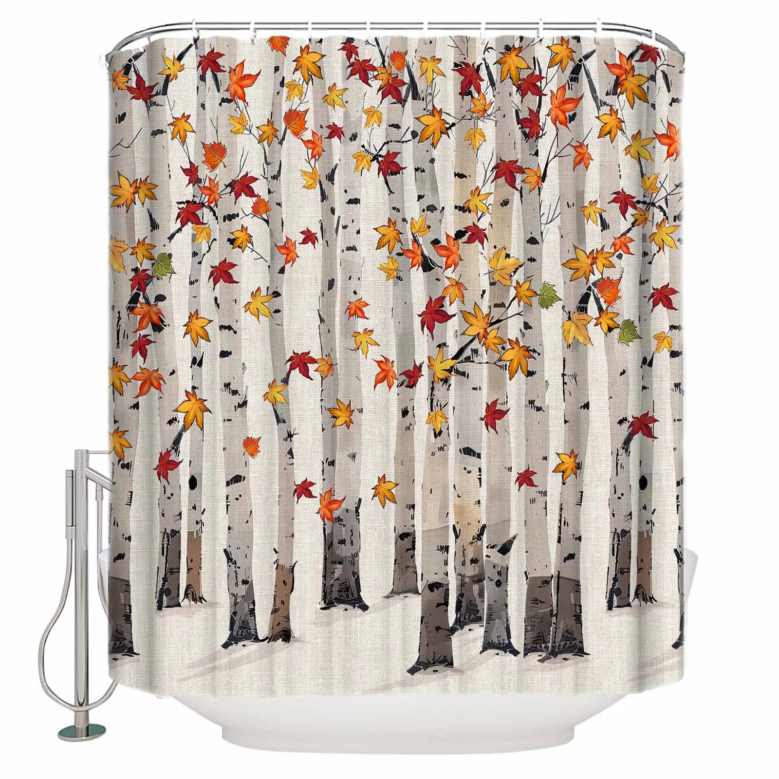 Leaves Watercolor Hand Painted Shower Curtains Waterproof Bath Curtains Home Decor Modern Luxury Bathroom Curtain