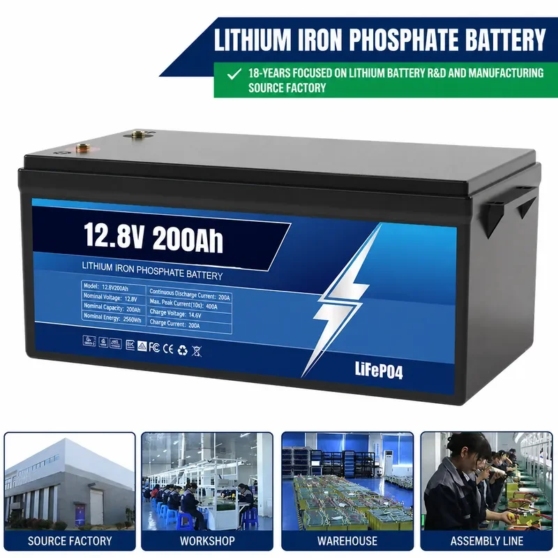 for Lithium Iron Phosphate Battery 12V 300Ah Energy Storage 24V Lead Acid Replacement Custom Rechargeable for RV Camping