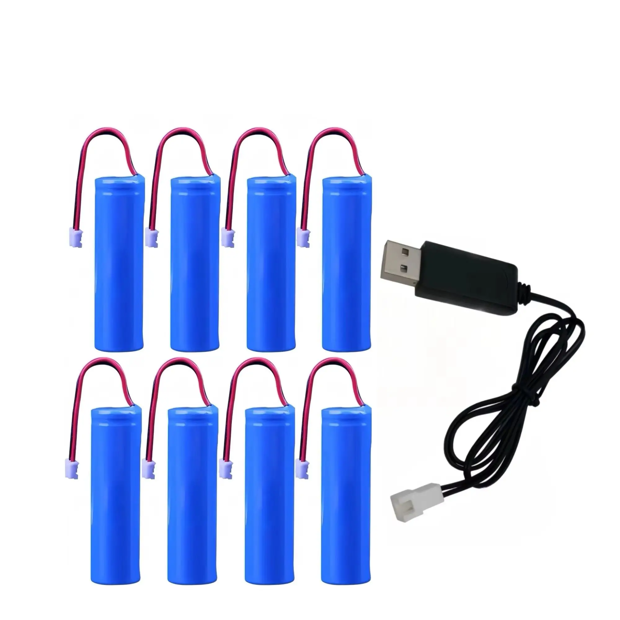 

8 шт. перезаряжаемых литиевых аккумуляторов 18650 3.7V 3000mAh с разъемами SM/PH2.0/XH2.54/JST для аэрографов, моделей, образовательных роботов и игрушек