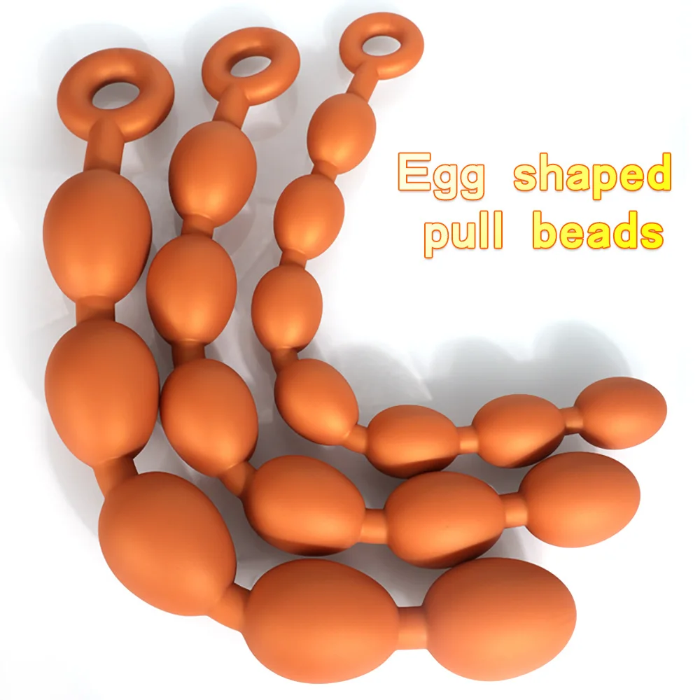 Eggs Shape Pull Beads Prostate Massage Long Deep Butt Anal Plug Liquid Medical Silicone Ovipositor Fun Sexual Toys For Men/Women - view 2