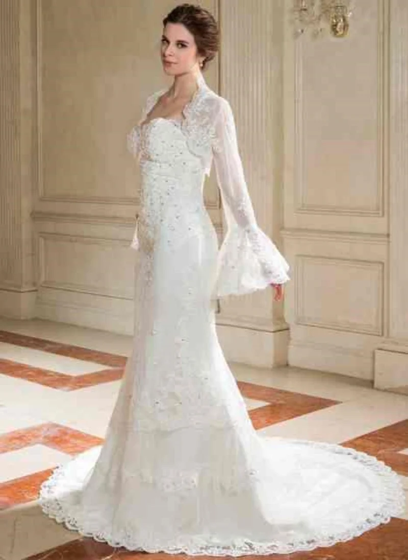 Veste de mariée de mariage de luxe, châle à manches longues, enveloppes douces, Tulle et dentelle, accessoires de mariée faits à la main, grande taille, sur mesure