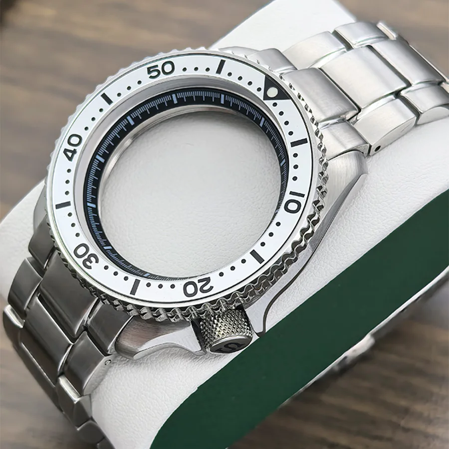 42mm NH35 SKX007 SKX009 Men's Watch Case Flat Sapphire Glass Fits NH35 NH36 4R 7S26 Movement 28.5MM Dial With Steel Watch Strap