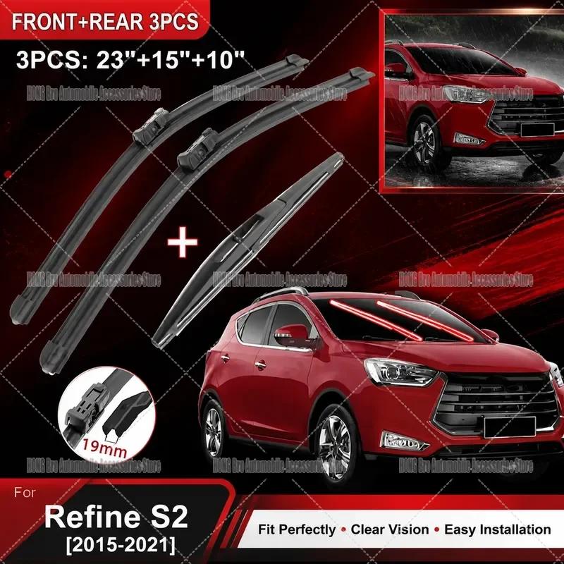 For JAC Refine S2 2015-2021 Front Rear Wiper Blades Windshield Window Cutter Accessories Auto Car Parts Replacement Kit