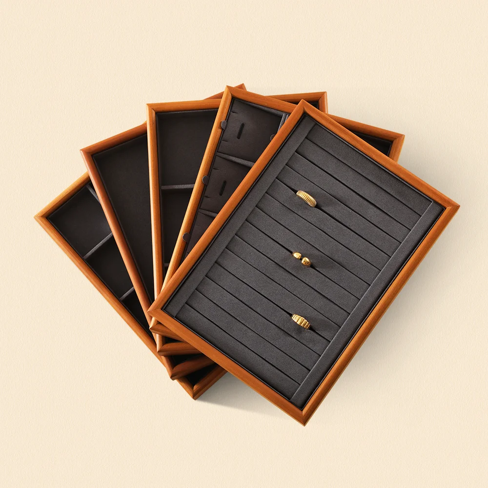 YinBeiNi Ring Bracelet Necklace Display Tray Wooden Jewelry Storage Organizer Pendant Chain Accerssories Display Pallet P068