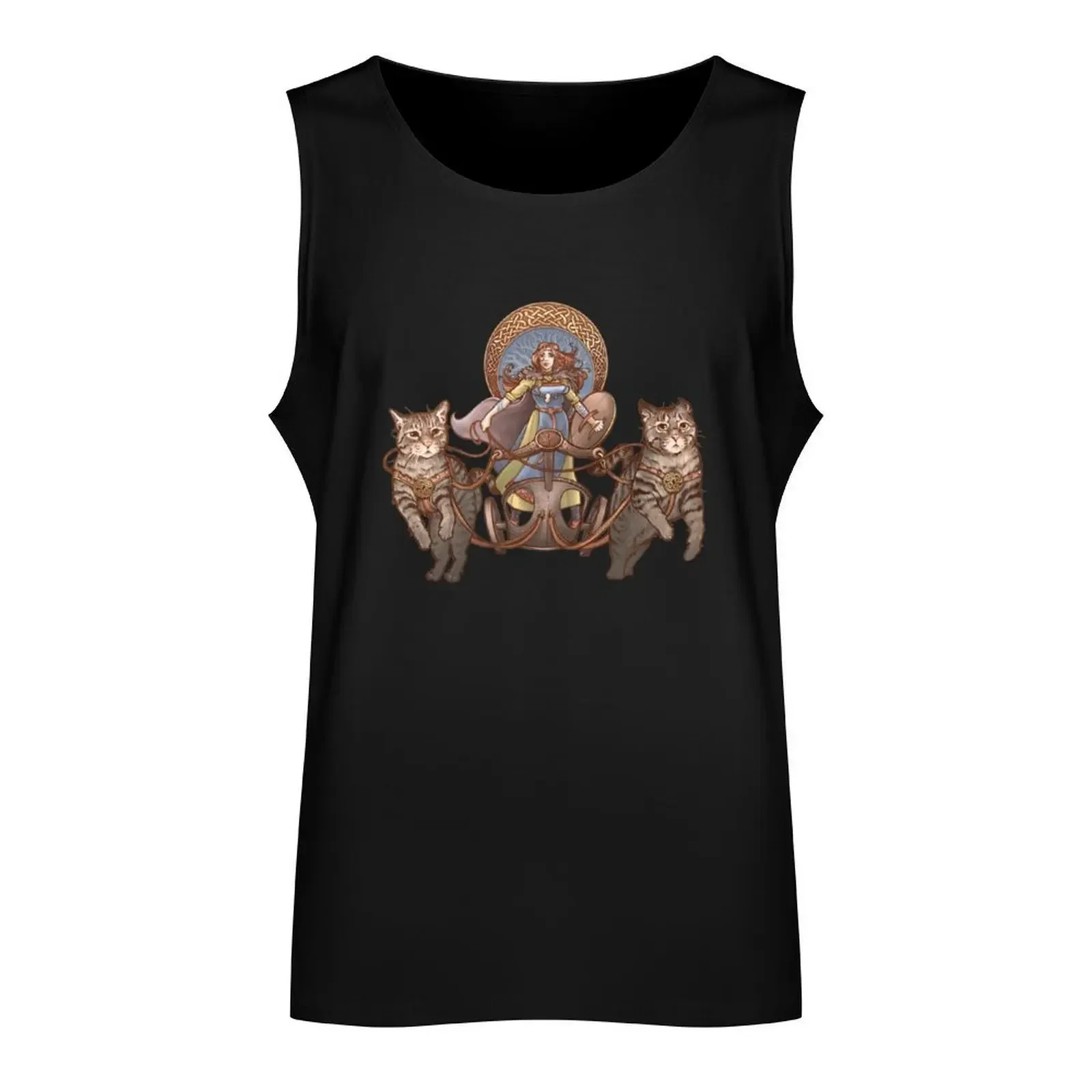 Freya Driving Her Cat Chariot Classic Tank Top men clothings Short sleeve singlet for men gym shirt man