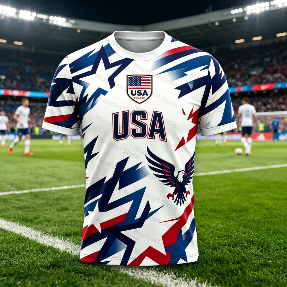 Camiseta de Fútbol de la Selección Nacional de EE. UU. 2026 para Hombre, Camiseta Deportiva de Manga Corta con Estampado de Águila y Bandera Americana para Niños