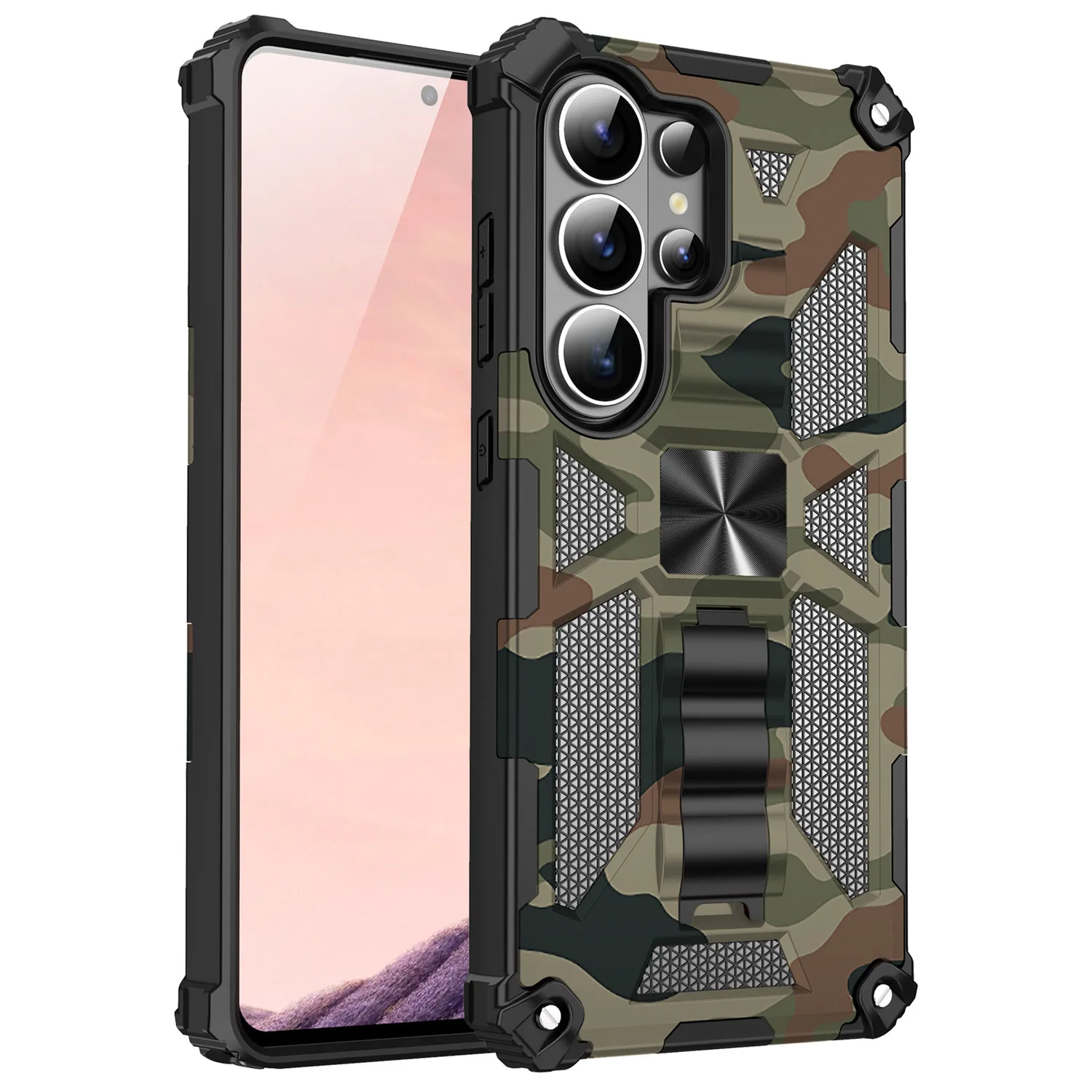 Tarnmuster Anti-Schock-Hülle für Samsung Galaxy S26 Ultra S25 FE S24 A56 A16 A17 A37 A57 Militärische Rüstung mit Integriertem Ständer – Detail 8